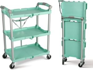 Olympia Tools 89-349 Pack-N-Roll Folding Collapsible Service Cart, 150LB Capacity, Teal