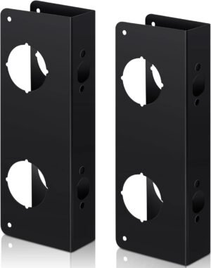 Ferraycle 2 Pieces Stainless Steel Lock and Door Reinforcer Plate Lock Reinforce and Repair Bronze Finish Door Jamb Reinforcement 5-1/2 Inch, 2-3/8′ x 1-3/4 Inches for Front Entry Bedroom Home