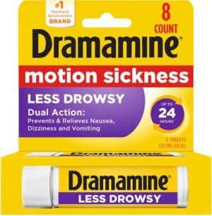 Dramamine Motion Sickness Relief Less Drowsey Formula, 8 Count (Pack of 1)