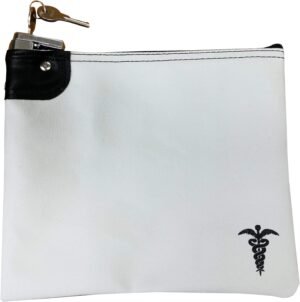 Medication Bag Heavy Canvas Standard Keyed Lock Storage Case White