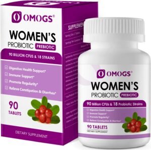 Women’s Probiotic, with Cranberry Extract, Organic Prebiotics & Vitamin C, 90 Billion CFUs,18 Strains, Help for Boost Immune, Digestive, Gut Health & Women’s Health, Gluten & Soy Free,90 Tablets
