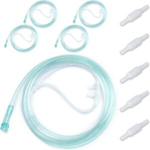 10PCS Adult Soft Nasal Cannula, 7 FT Nasal Tubing for Oxygen, Included 5PCS Nasal Cannula Oxygen Tubing and 5PCS Tubing Connectors – Standard Connector