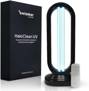 Swissklip HaloClean UV Original, Home Disinfection Device, Dust Mites Remover, UV Light Sanitizer, Ultraviolet Sanitizer for Home, Room & Kitchen, Ultraviolet Light with 4 Speed Timings