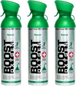 Boost Oxygen Large Natural 10 Liter Canister | Respiratory Support for Aerobic Recovery, Altitude, Performance and Health (3 Pack)