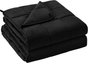 yescool Weighted Blanket for Adults (20 lbs, 60″ x 80″, Black) Cooling Heavy Blanket for Sleeping Perfect for 190-210 lbs, Queen Size Breathable Blanket with Premium Glass Bead, Machine Washable