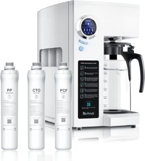 Bluevua RO100ROPOT(UV) Reverse Osmosis System Countertop Water Filter, with ROPOT 1-Year Replacement Filter Set, Bundle