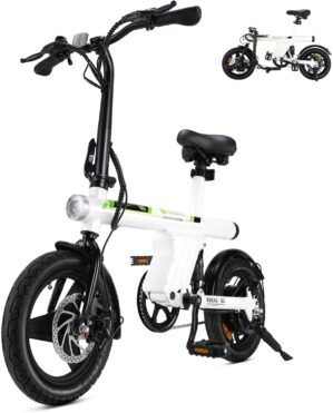 isinwheel U1 Electric Bike for Adults 500W Motor, 20 mph Folding Ebike, 14″/16″/20″ Adults Electric Bicycles with Smart Uphill, 280.8Wh Battery, 25 Miles PAS Range, Mini E Bikes for Adults and Teens