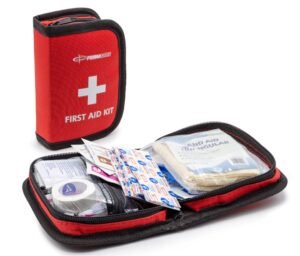 Primacare KB-7411 45 Piece Personal First Aid Kit, 6″x4″x1″, with Emergency Medical Supplies, Pocket Size Essential Travel Bag, Med Kits, Red