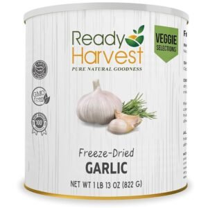 Ready Harvest Freeze-Dried Garlic for Camping Food | Camper Must-Haves Camping Essentials | Hurricane Preparedness Items as Survival Food | Pantry Staples | #10 Can | 25-Year Shelf Life | 1 can