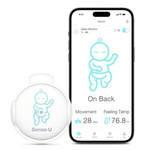 Sense-U Smart Baby Abdominal Movement Monitor – Tracks Baby’s Abdominal Movement, Feeling Temperature, Rollover with Instant Audio Alerts on Smartphones
