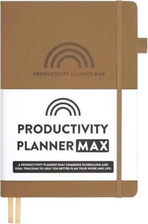 Planner PRO MAX – Undated Daily, Weekly & Monthly Goal to Increase Productivity, Happiness & Achieve Your Goals – Start Anytime, 1 Year, Hardcover. (Brown)