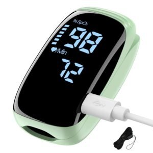 Finger Pulse Oximeter, Fingertip Blood Oxygen Saturation with Pulse Monitor Rechargeable, Accurate Spo2 Reading for Home, Outdoor Sports，Green