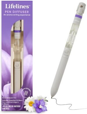 Lifelines Pen Diffuser, in Bloom – 1mm Black Ballpoint Pen with Scented Essential Oil Blends – Aromatherapy Diffuser & Sensory Immersion Diffuse Aroma As You Write