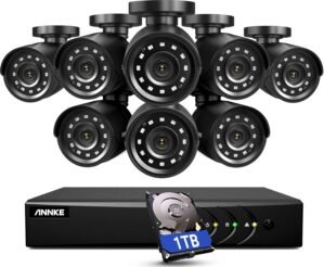 ANNKE 3K Lite Security Camera System Outdoor with AI Human/Vehicle Detection, 8CH H.265+ DVR and 8 x 1920TVL 2MP IP66 Home CCTV Cameras, Smart Playback, Email Alert with Images, 1TB Hard Drive – E200