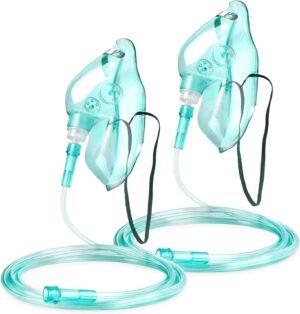 ANSNF 2 Pack Oxygen Mask for Face Adult with 6.6′ Tube & Adjustable Elastic Strap – Size L – NO Cup