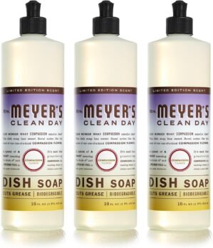 MRS. MEYER’S CLEAN DAY Liquid Dish Soap, Biodegradable Formula, Compassion Flower, 16 fl. oz – Pack of 3