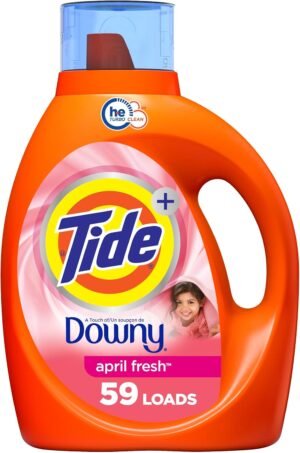 Tide with Downy Laundry Detergent Liquid Soap, High Efficiency (HE), April Fresh Scent, 59 Loads 92 fl oz