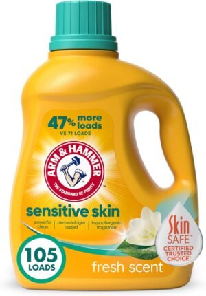 Arm & Hammer Sensitive Skin Plus Fresh Scent, 105 Loads Liquid Laundry Detergent, 105 Fl oz