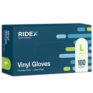 Ridex Disposable Gloves Latex-Free Clear Vinyl Gloves [100-Count] Powder-Free All-Purpose Gloves, Dispenser Box Gloves 100 Pieces – Size Large Glove Medical