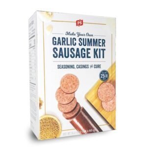 PS Seasoning Garlic Summer Sausage Kit – Includes Sausage Seasoning Mix, Cure, and Casings for up to 25 lbs of Meat – Easy to Use, Complete with Instructions – For Pork, Beef, Venison, Wild Game