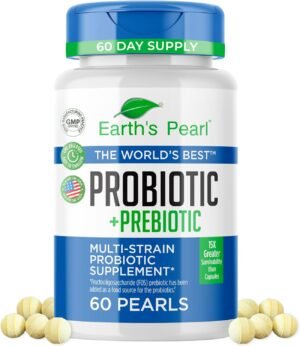 Earth’s Pearl Probiotics for Women & Men & Kids – Pearl-Shaped Probiotic & Prebiotics with BIO-Tract®, 4 Billion CFU, Gut Health Support (60-Day Supply)