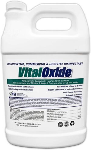 Vital Oxide Disinfectant, Deodorizer, Cleaner, Food-Contact Sanitizer, Virucide – (EPA registration #82972-1) – Kills Mold & Mildew, Eliminates Odors-1 Gallon