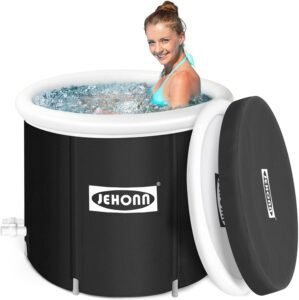 JEHONN XL Large Cold Plunge Tub for Ice Bath, 34 inches 112 Gallons Ice Water Pod at Home, Portable Ice Barrel Pool with Cover and Inflatable Lid for Athletes Family Training Therapy