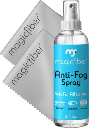 MagicFiber Anti Fog Cleaning Kit for Glasses, Swim Goggles, Snorkel Masks, Ski Goggles & More Anti Fog Spray