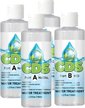 CDS Set- Chlorine Dioxide Water Treatment 8 oz KIT / – Sodium Solution w/ 4% HCl – Ideal for Hiking, Camping Essentials, Survival Kit Water Treatment (16 oz Total)