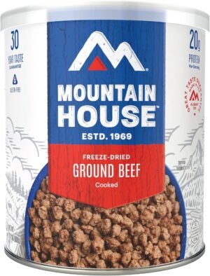 Mountain House Cooked Ground Beef | Freeze Dried Survival & Emergency Food | #10 Can | Gluten-Free