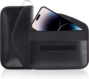 lanpard Faraday Bag for Phones and Car Keys, 2 Pack RFID Signal Blocking Bag, Carbon Fiber Material Shielding Case for Cell Phone Privacy Protection & Key Fob, Anti-Tracking Anti-Hacking Case Blocker