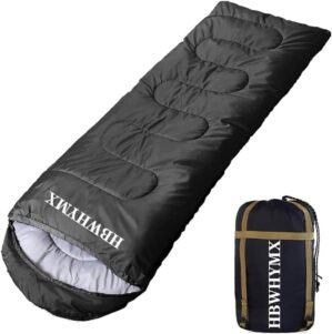 Black Sleeping Bags for Adults Backpacking Lightweight Waterproof- Cold Weather Sleeping Bag for Warm Camping Hiking Outdoor Travel Hunting with Camping Sleeping Bag (Black1, 86 x 31.5inches)