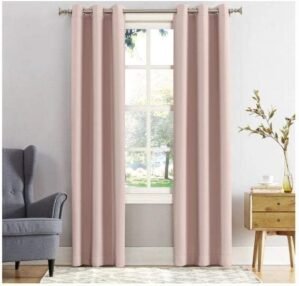 Sun Zero Easton Energy Saving Blackout Grommet Curtain Panel, 40″ x 84″, Blush Pink