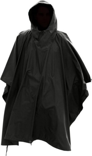 Mil-Tec Adult Ripstop Wet Weather Lightweight Waterproof Multi-Use Rain Poncho with Hood – Use as Bivouac Sack, Shelter Tent
