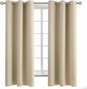 BGment Beige Room Darkening Curtains 63 Inches Long 2 Panels Set, Sunlight Blocking Thermal Insulated Grommet Window Treatment Drapes for Bedroom, Each Panel 42 x 63 Inch