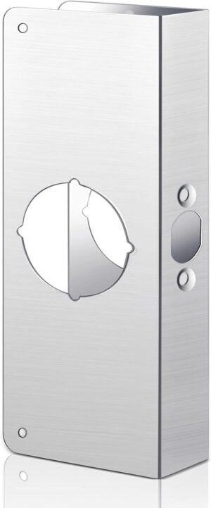 Dunzy 1-3/8 Inch x 9 Inch Door Reinforcement Plate 2-1/8″ Thick Stainless Steel Lock and Door Reinforcer Security to Repair Home Wood Metal Knob/Lock/Latch/Deadbolt, Silver(1 Pack)