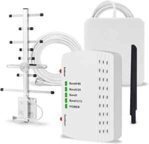 Cell Phone Booster for Home, Up to 6000 Sq.Ft,Cell Phone Signal Booster with 2 Indoor Antennas for Band 66/2/4/5/12/17/13/25,Boost 4G 5G LTE Data for All U.S. Carriers, FCC Approved