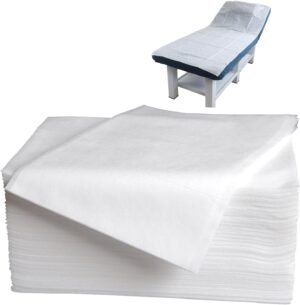 100 Pcs 31.5″ x 71″ Disposable Bed Sheets Waterproof Massage Table Sheets Non Woven Fabric SPA Bed Cover (White)