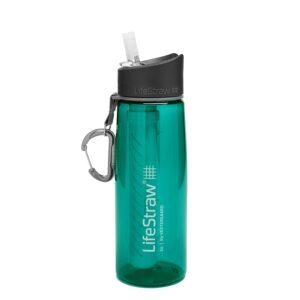 LifeStraw Go Water Filter Bottle with 2-Stage Integrated Filter Straw for Hiking, Backpacking, and Travel, Teal, 22, Model:LSG201DT08