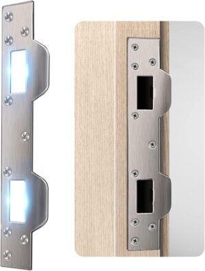 Door Strike Plate Reinforcement Plate – Front Door Security Devices Metal Striker Plates Door Latch Plate with 5-1/2 inch to 6 inch Hole for Exterior Interior Door Deadbolt Fix Door Frame Door Jamb