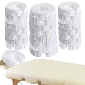 24 Pcs Face Cradle Covers for Massage Table Microfiber Reusable Soft Thicker Massage Table Head Rest Covers Bulk Oil Proof Headrest Cradle Sheets for Spa Beauty Salons (White)