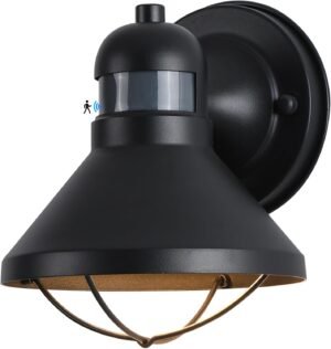 LONEDRUID Motion Sensor Outdoor LED Porch Wall Light Fixtures Dusk to Dawn Exterior Barn Lantern Black Farmhouse Sconce Lighting Wall Mount Lamp for Garage Patio Balcony Doorway