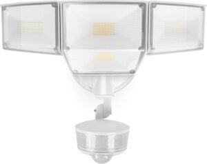 LUTEC 84W 9500LM LED Security Light Motion Sensor Outdoor Lights with Night Light, 4 Head LED Flood Lights Outdoor 5000K Daylight, IP65 Waterproof, Motion Detected Lights for Outside (White)