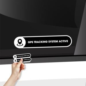 Small 2 Pack GPS Tracking System Stickers | GPS Active Sign for Cars | Car Window Sticker Sign | Glossy 5×1 Inches Waterproof Decal | Tracking System in Use | Anti Theft Security Sticker (Small)