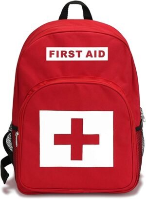 Red First Bagpack Aid Outdoor Bag Responder Trauma Multi-Pocket Traveling Field Trips Backpack for Camping Cycling Outings Daycare