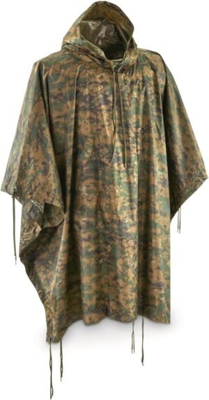 Mil-Tec Adult Ripstop Wet Weather Lightweight Waterproof Multi-Use Rain Poncho with Hood – Use as Bivouac Sack, Shelter Tent