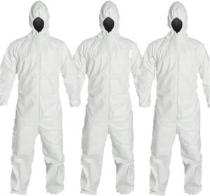 Disposable Coverall with Hood, Cover Suits Paint Coverall Lab Coveralls with Front Zipper (3XL)