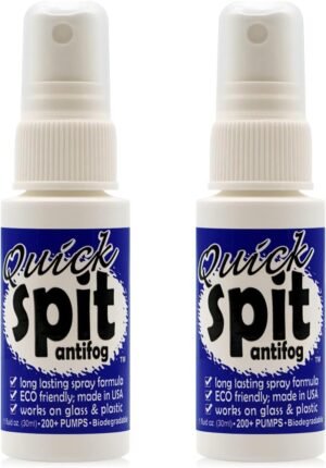 Jaws Quick Spit Anti-Fog Spray for Swim Goggles, Eye Glasses, Snorkel Mask, Scuba Divers, and Safety Eyewear, Made in The USA, 1 Ounce (Pack of 2)