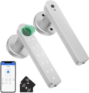 Fingerprint Door knob, Fingerprint Door Lock with Code,Keyfob Card,Bluetooth,Key,Biometric Smart Lock for Home Bedroom Apartment