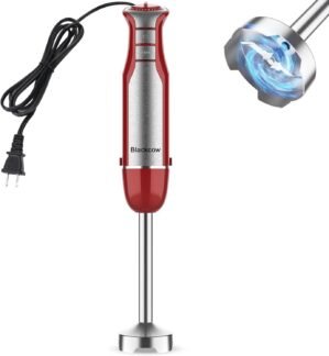 Immersion Blender Handheld,800W Powerful Electric Hand Blender with 6-Speed&Turbo,Electric Mixer Handheld for kitchen,Smoothie,Soup,Baby Food,Puree,Drinks,RoseRed